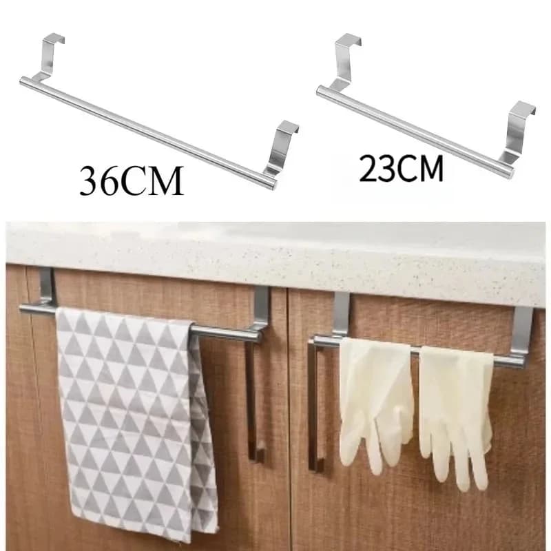 1-6Pcs Stainless Steel Towel Rack Kitchen Cabinet Door Towel Bar Bathroom Hanging Towel Hooks Home Storage Organizer Shelf