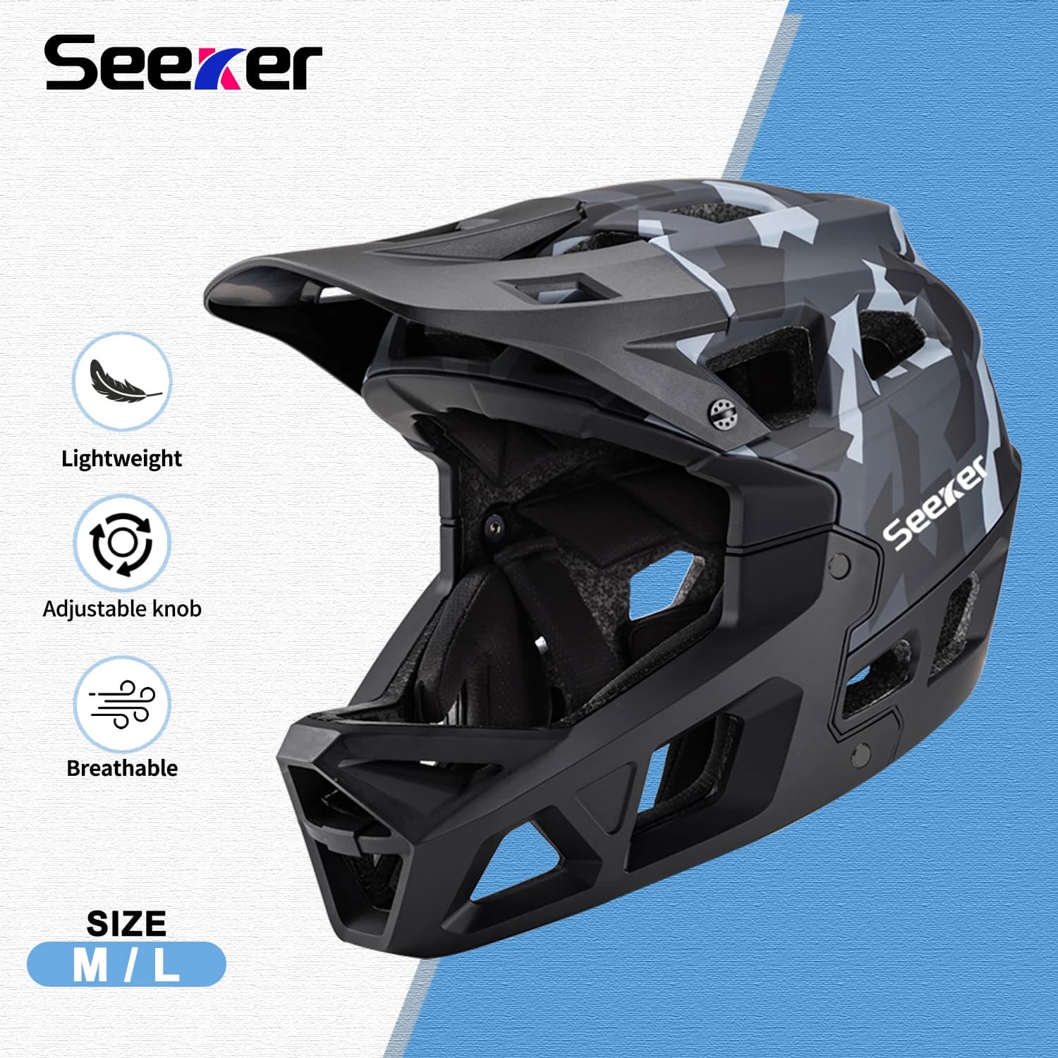Integral cycling helmet UMUSEEKER for cross-country, shock-resistant single-piece, for adults, for mountain bike and downhill, protective.