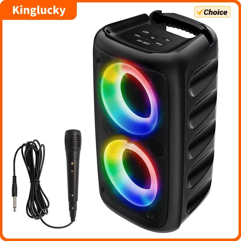 Kinglucky HY-3317 altoparlante subwoofer wireless altoparlante per feste in casa portatile sport all'aria aperta cassa di risonanza surround luce da discoteca 2400mAh