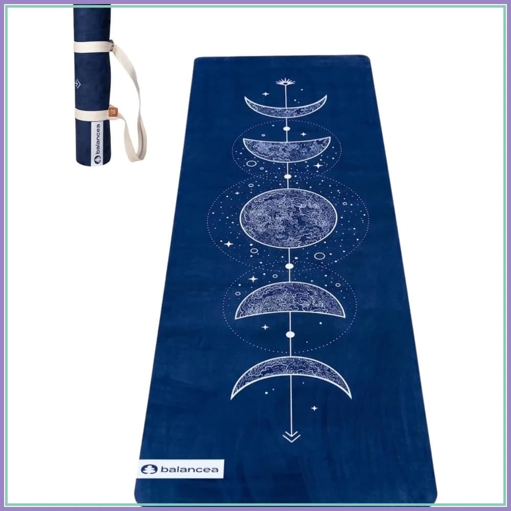 Tappetino Yoga Ecologico con Cinghia 5mm Antiscivolo in Suede e TPE - Leggero 72x24in per Palestra Domestica, Pilates, Hot Yoga, Meditazione