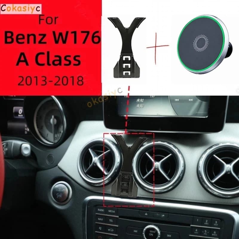 For Mercedes Benz A Class W176 2013-2018 Magnetic Car Phone Holder Wireless Charging Special Fixed Bracket Base MagSafe Mount