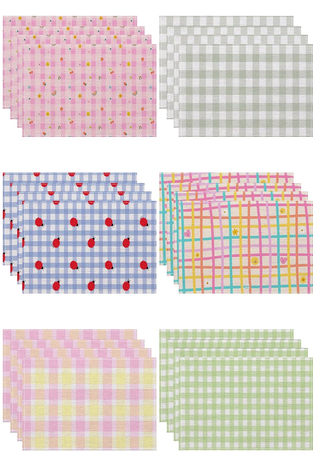 Various Checkerboard Colors Placemat Kitchen Dining Placemats 4pcs, Daily Home Decoration