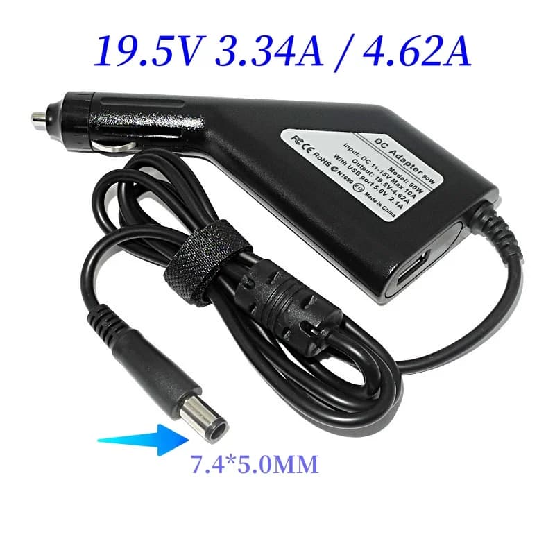 Caricabatteria da auto per Laptop da 90W per Dell D505 D510 D610 D620 E5530 E5400 E6400 E6500 M70 Vostro 1014 1015 adattatore di alimentazione cc 19.5V 4.62A