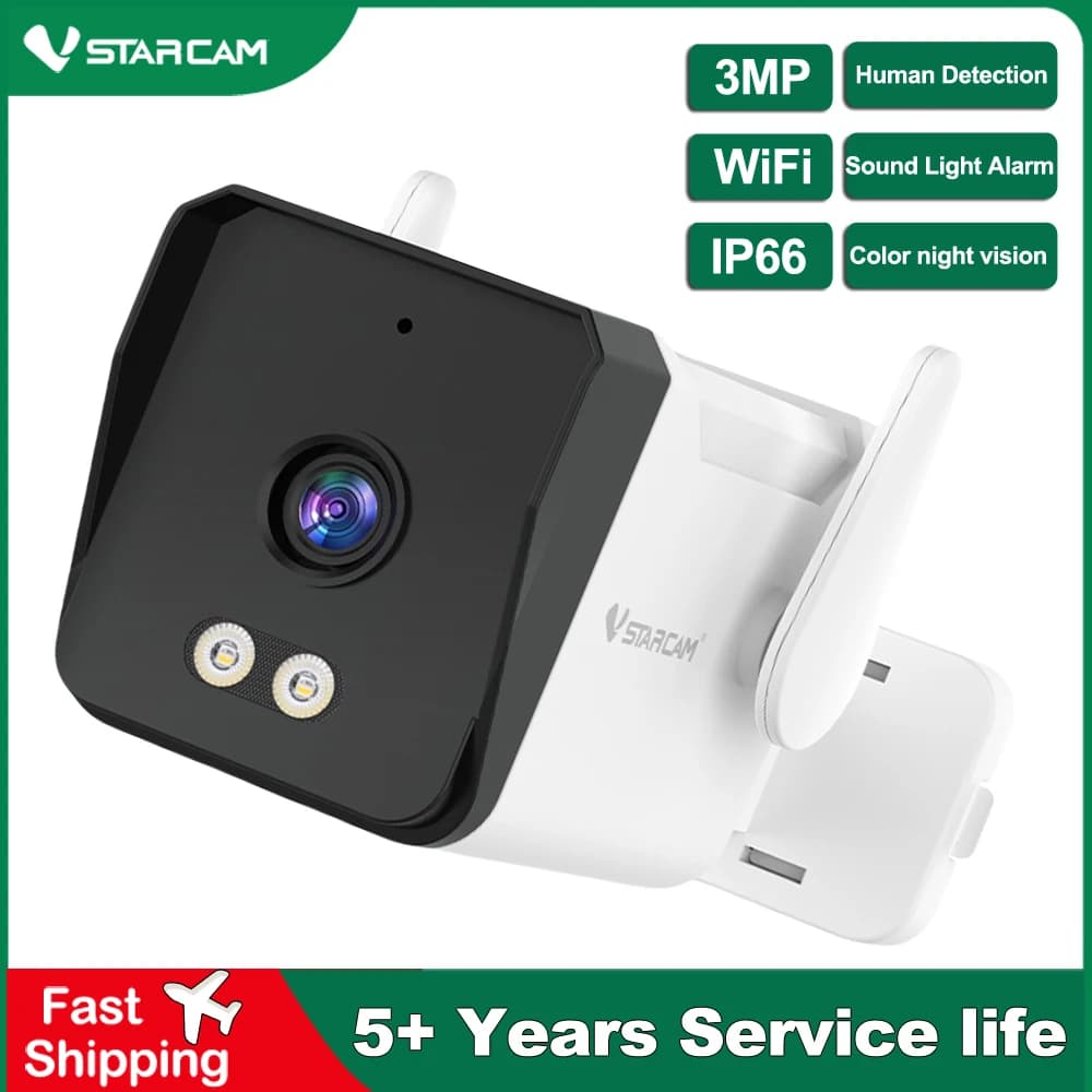 Vstarcam CS3 3MP 1296P Telecamera IP Wifi Sorveglianza di sicurezza Telecamera CCTV bullet esterna Allarme di movimento IP66 Telecamera IR impermeabile