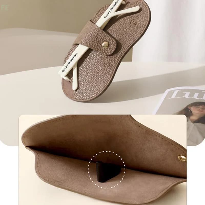 [F]Soft Lychee Pattern PU Leather Glasses Bag Retro Sunglasses Case Portable Myopia Frame Case Simple Eyeglasses Eyewear Storage