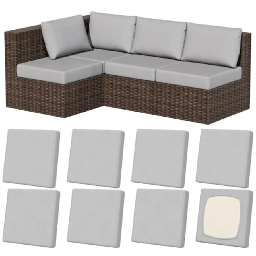 Set of 8 Elasticized Covers for Outdoor Sofas, Washable and Reusable Coatings for Garden Furniture