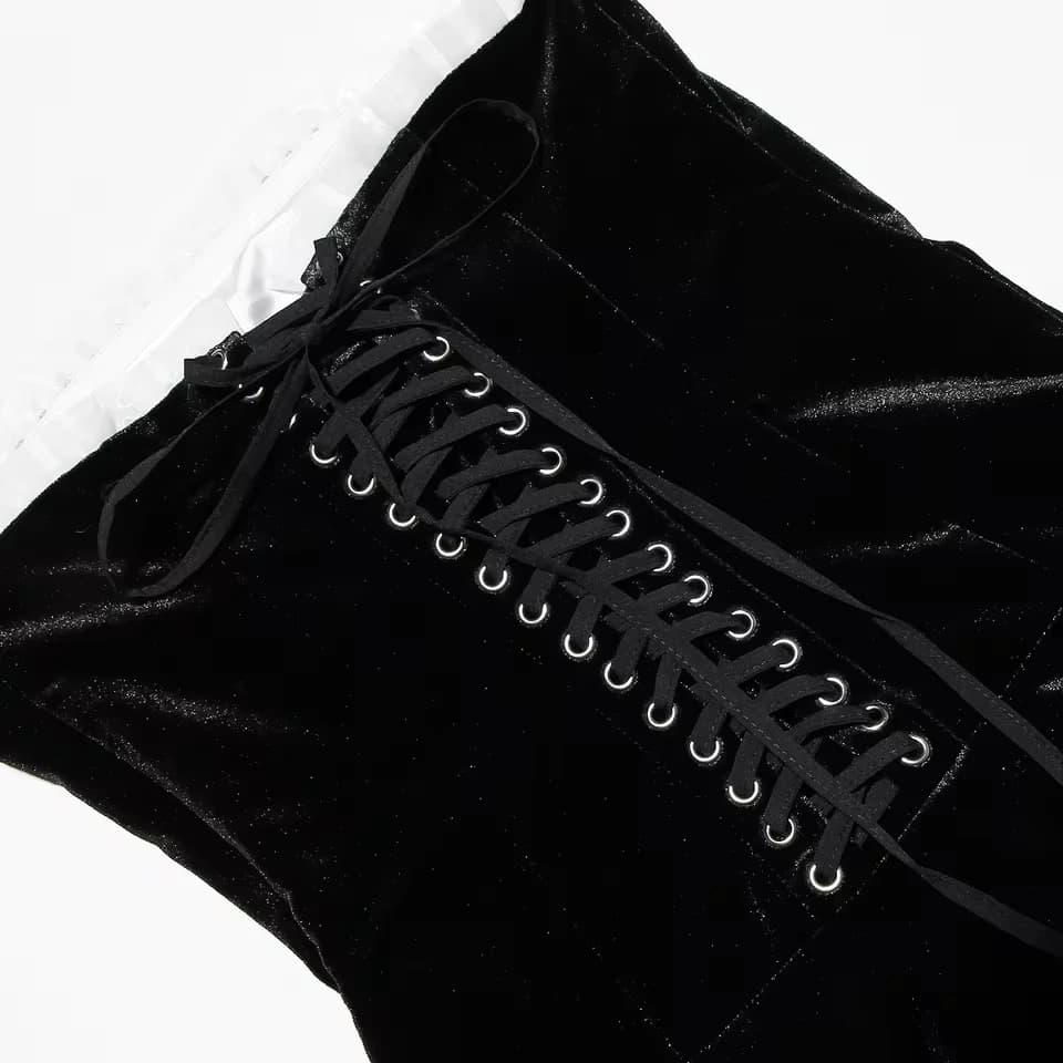 Eleganti Abiti da Festa per Donne, Moda Streetwear, Vestiti di Lusso in Velluto Senza Spalline, Sexy con Schiena Scoperta e Collo a Barca, Neri, Collezione 2025