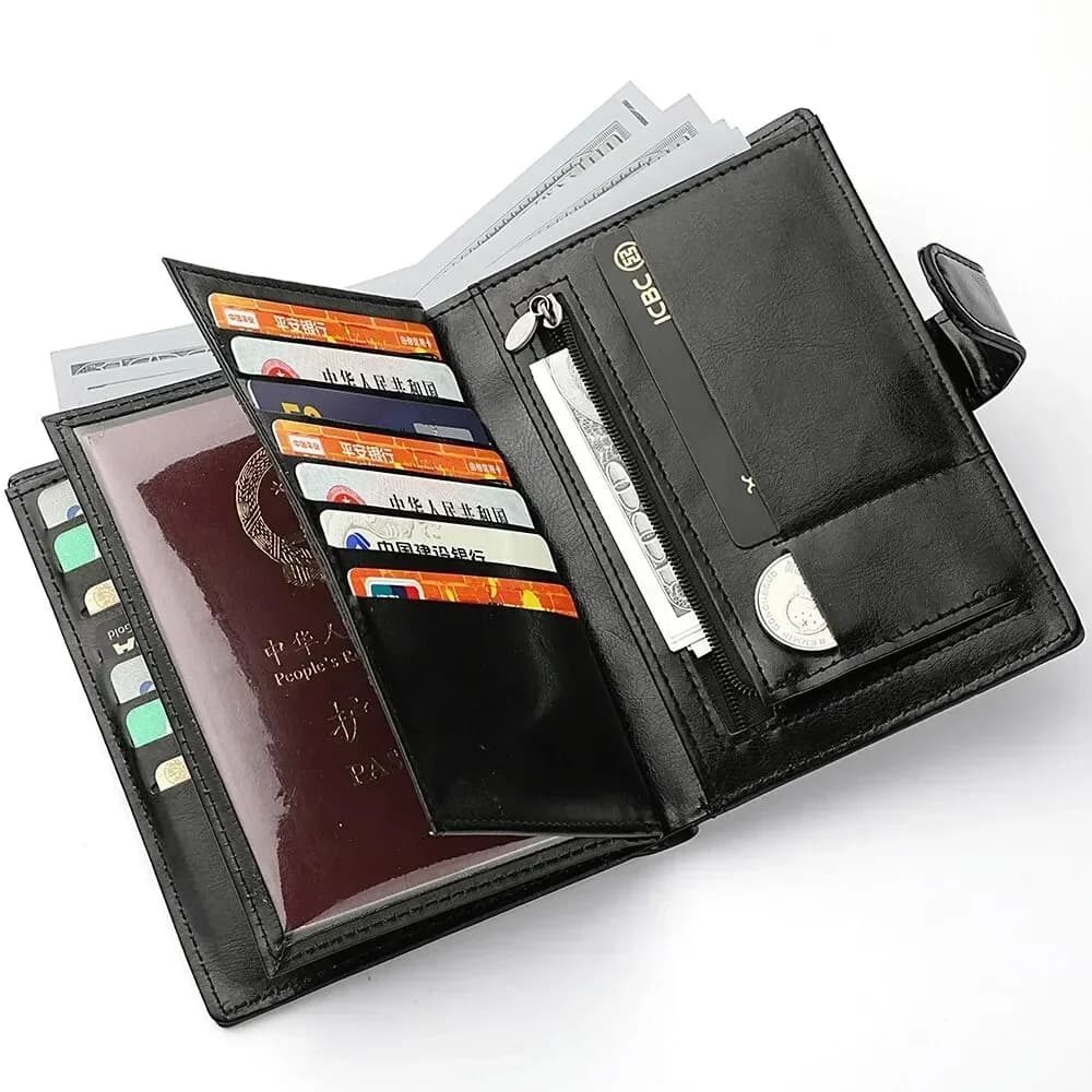 Elegante borsa per passaporto da viaggio Porta carte multi-carta Portafoglio da uomo multifunzione portatile