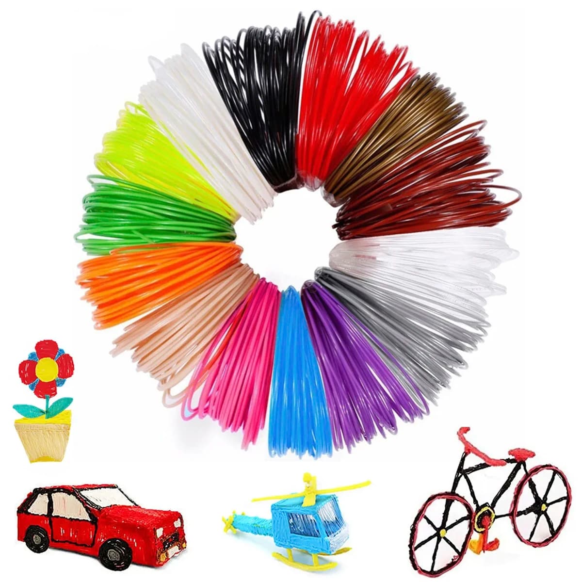 Filamento per Penna 3D in 30 Colori, 1.75mm PLA, Ricariche Universali Sicure per Penna 3D, per Arte 3D, Fai-da-Te e Pittura
