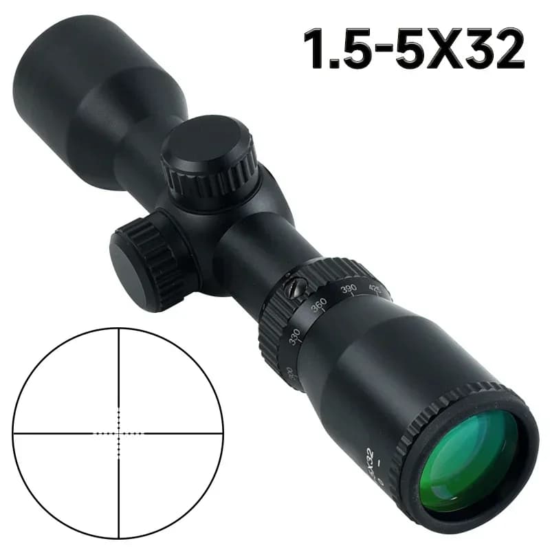 1.5-5 x32 Scope Crossbow Short Hunting mirino mirino ottico illuminato telemetro reticolo adatto a 11mm/20mm Rail Mount
