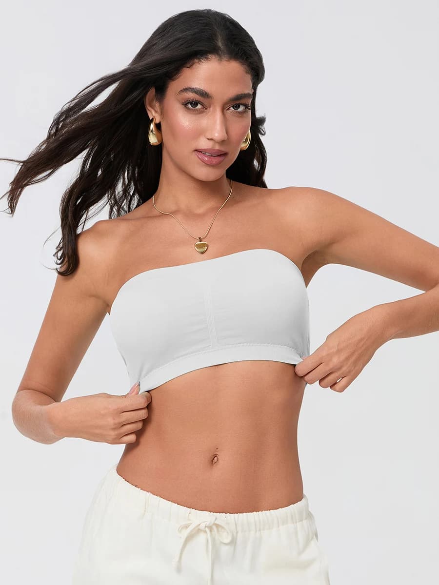 New Women Chest Wrap Bra Solid Color Crop Removable Padded Top Stretchy Seamless Bandeau Tube Wild Fashion Tops Hot Sale S-3XL