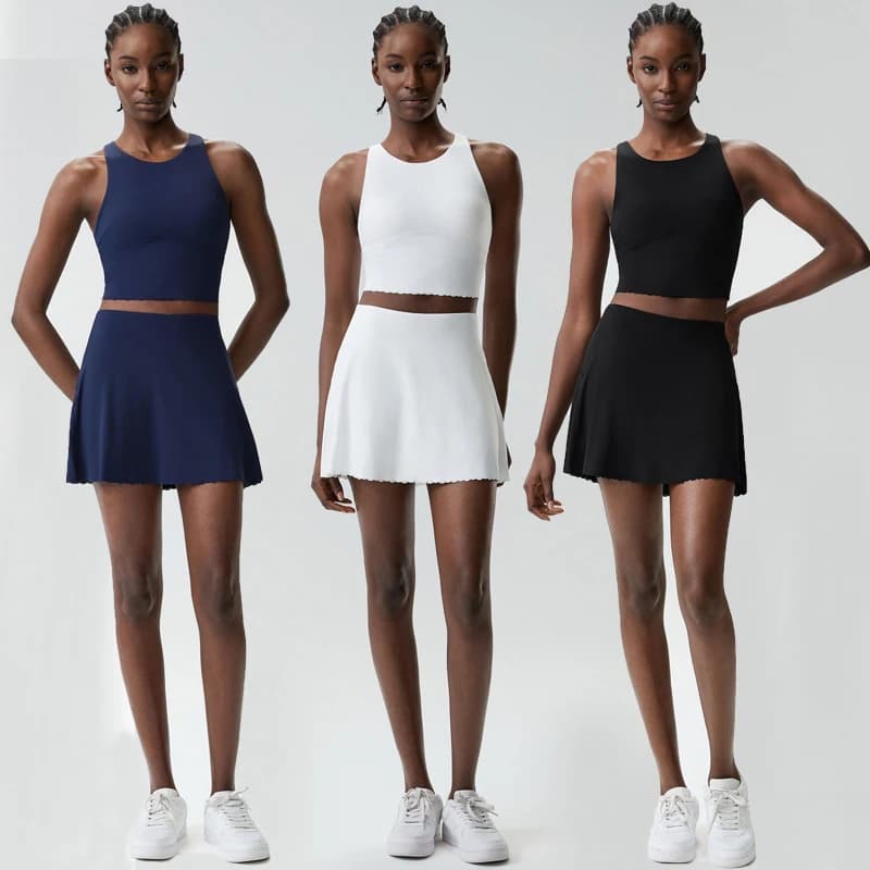 Complete Women's Sports Two Pieces for Fitness and Yoga, Summer Tennis Gonna Tinta Unit, Breathable & Drying Fast, Female Race Jumpsuit