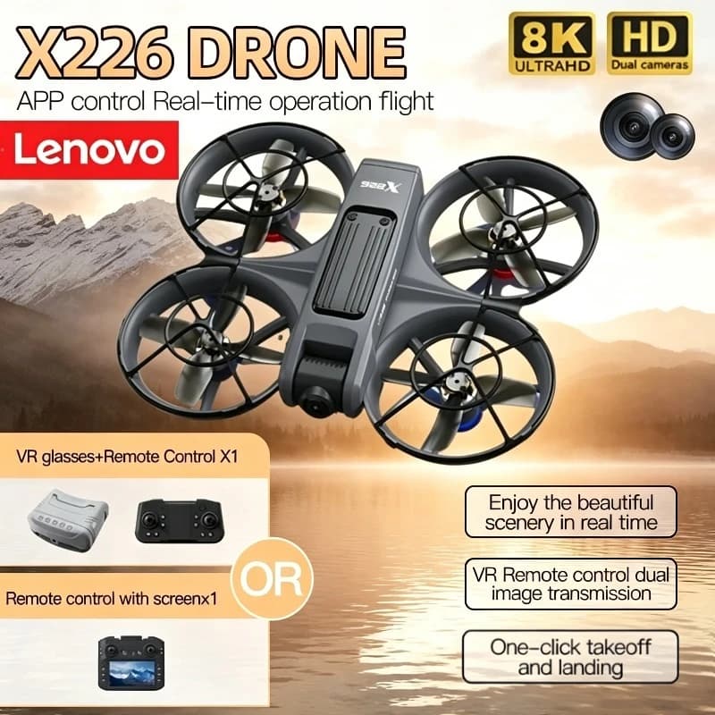 Drone Lenovo X226/X226VR 8K 4K Professionale con Telecomando, Elicottero RC con Schermo, Quadricottero Giocattolo Regalo per Bambini