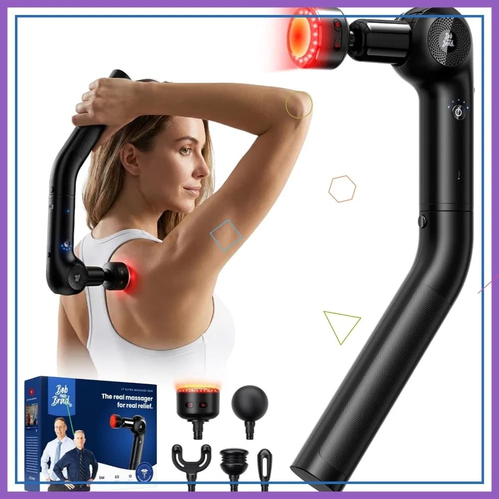 Pistola per Massaggio 2-in-1 con Calore e Luce Rossa, per Tessuti Profondi di Schiena, Lombare e Spalle, Regalo Compatibile con FSA-HSA