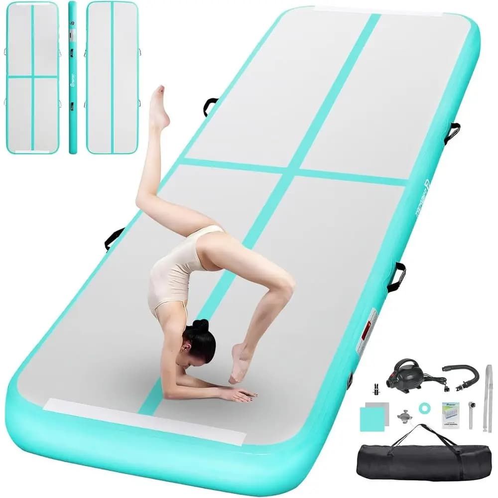Tappetino Gonfiabile Portatile per Ginnastica - Spessore 4/8 Pollici per Allenamento, Yoga e Uso Domestico con Pompa