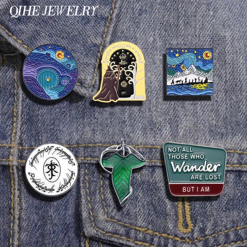 Oil Painting Brooch Enamel Pin Custom Fantasy Adventure Movie Inspiration Art Starry Sky Brooch Lapel Badges Jewelry Accessories