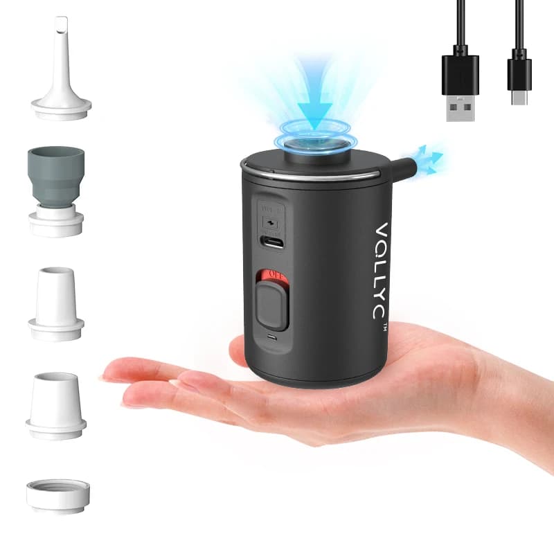 VOLLYC Portable Air Pump, Vacuum Pump, USB-C Charging, Inflating and Deflating, Ideal for Mattresses, Air Beds, Pool Toys
