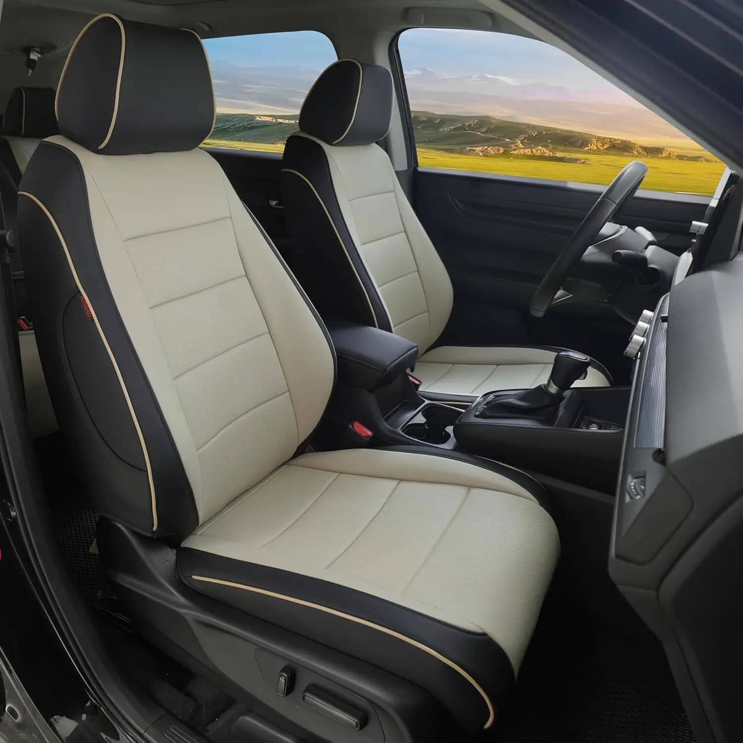 Customized Leather Seat Covers for Honda CRV 2023-2026, Complete Set of Black/Beige SUV Waterproof Bearings