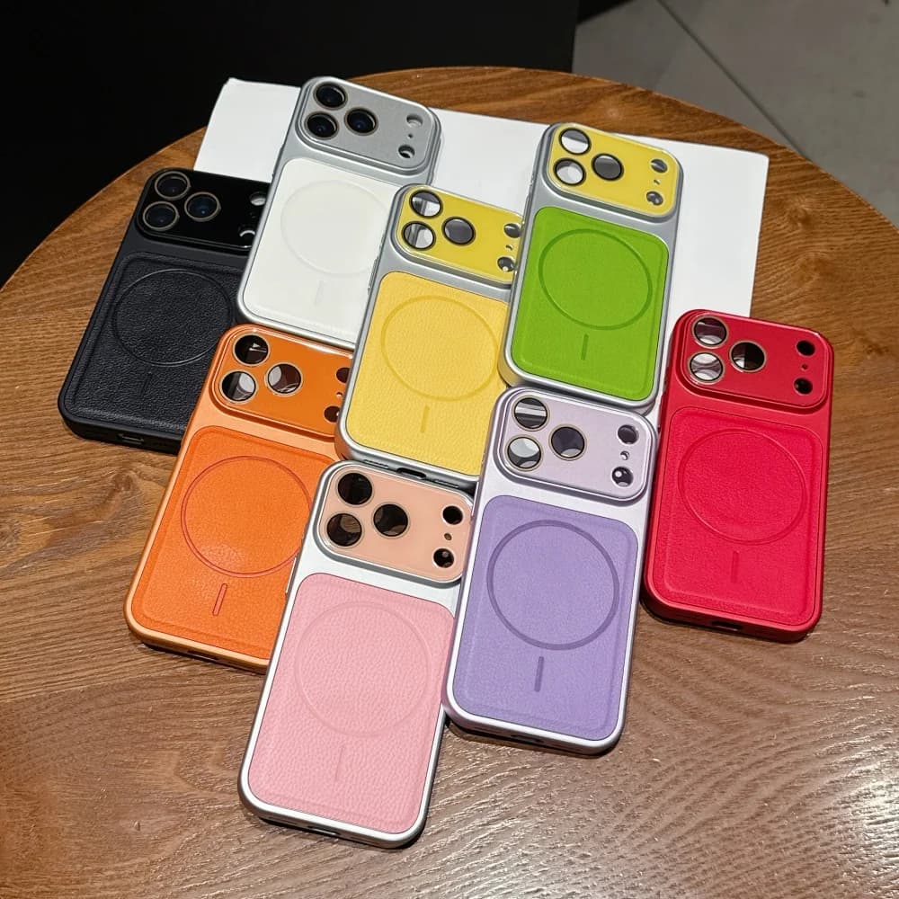 Custodia per telefono in pelle opaca con finestra grande per MagSafe, compatibile con iPhone 17 16 15 14 13 12 11 Pro Max, cover magnetica per ricarica wireless