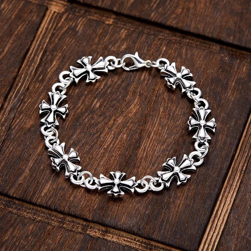 1pc Gothic Style Cross Men's Floral Pattern Bracelet Suitable for Daily and Party Wear, Birthday and Holiday Gift Jewelry