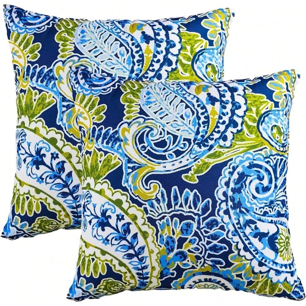 1 fodera per cuscino con stampa Paisley blu e verde, stampa 2D su entrambi i lati, in morbido poliestere, per decorazioni casa, divano, camera da letto, auto