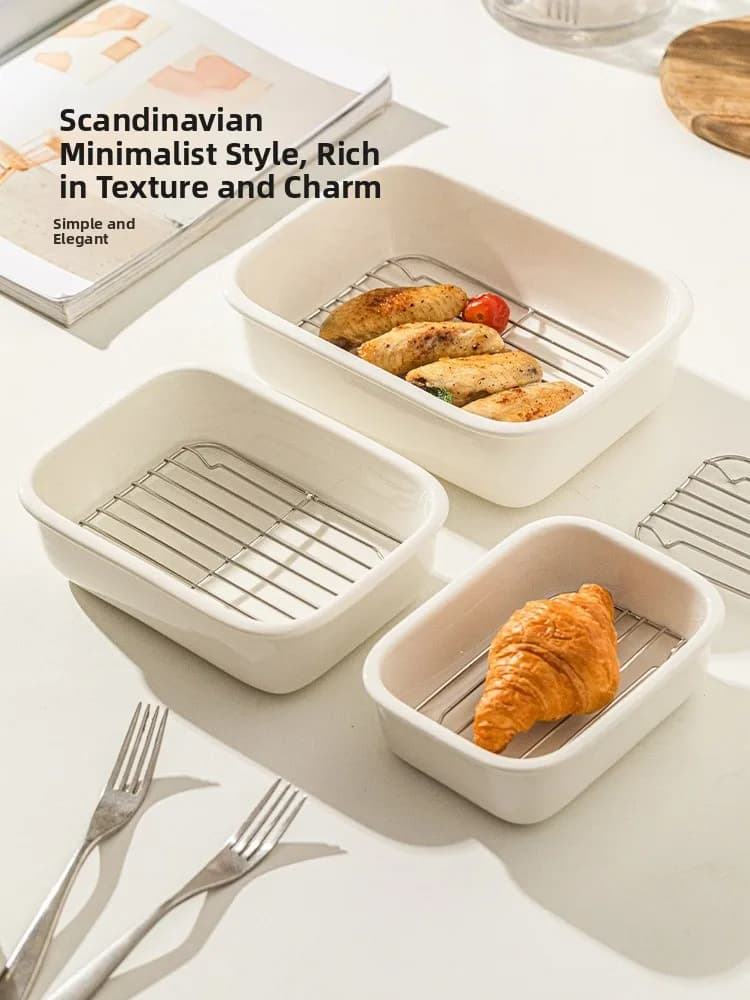 Piatto di Drenaggio in Ceramica per Friggitrice ad Aria, Utensile da Cucina Moderno per Uso Domestico, Speciale per Forno
