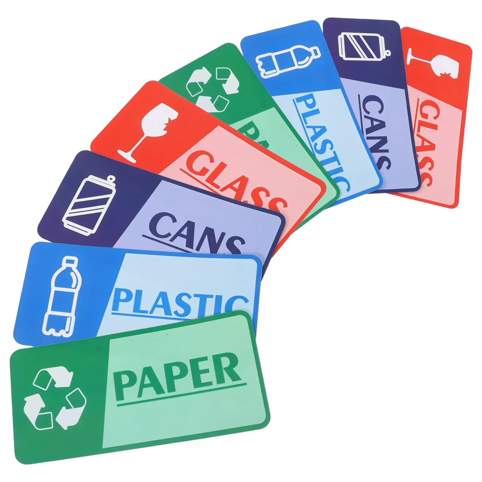 8 Sheets Trash Bin Label Stickers Self-Adhesive Fade-Resistant Recycling Signs for Garbage Cans Paper Plastic Glass Waste