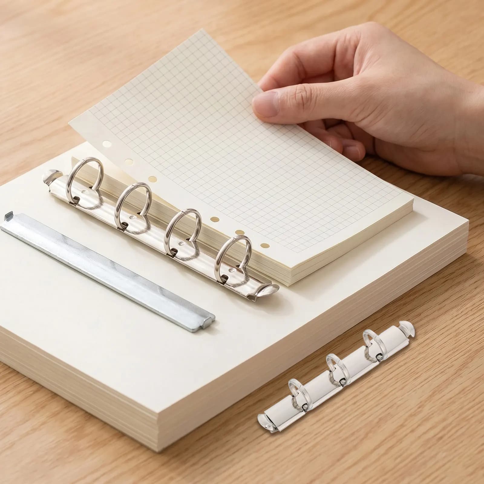 1Set Metal Loose Leaf Binder Rings Notebook Ring Spine 3 Hole Round Ring Binder Mechanism Replacement for Journal Planner