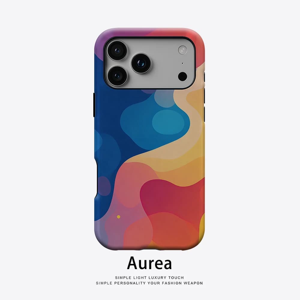Custodia Aurea opaca antiurto per MagSafe per iPhone 17 16 15 14 Plus 13 Pro Max, cover rigida in PC con effetto onda liquida arcobaleno