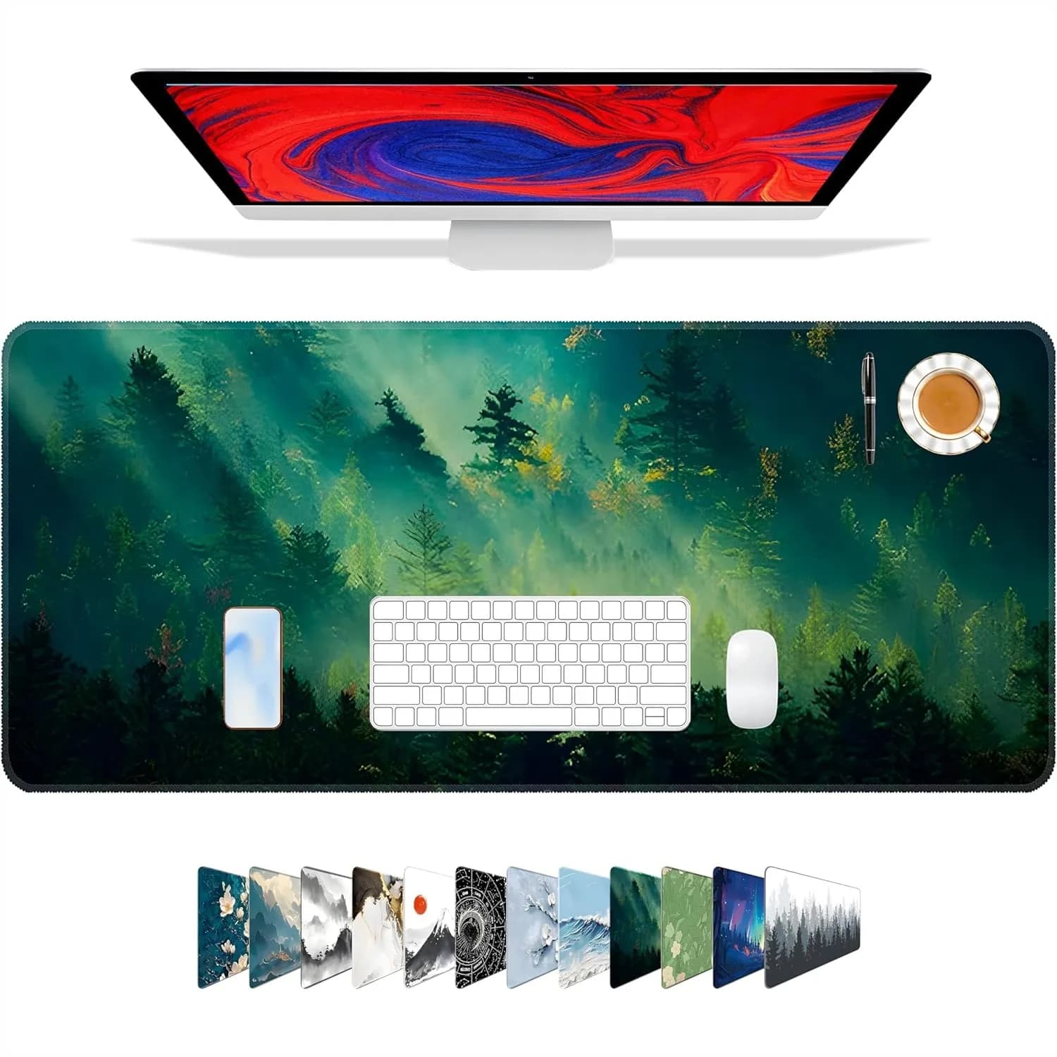 Large Mouse Pad with Stitched Edges, Extended Desk Mat for Office and Gaming, Smooth Surface for Control and Accuracy, 31.5x11.8