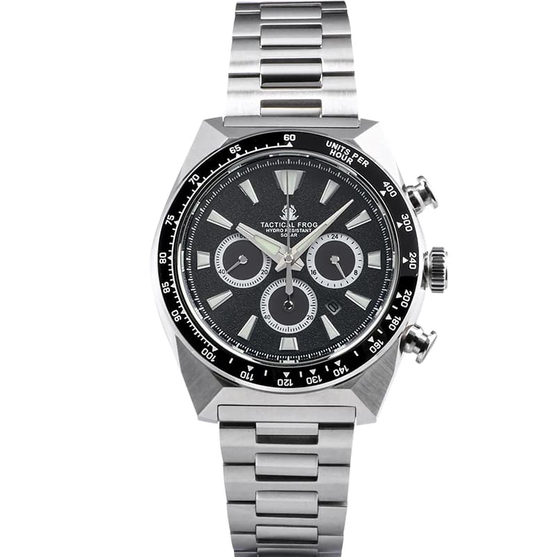 Watch man tactical frog Watch stainless steel chronograph Glass sapphire VS75 Movement SOLARE Luminous 20Bar Waterproof wristwatch