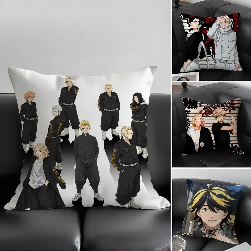 T-Tokyo RevengerR Anime Copricuscino Federa in tessuto ultra morbido e delicato sulla pelle, comfort simile a nuvole e cerniera nascosta