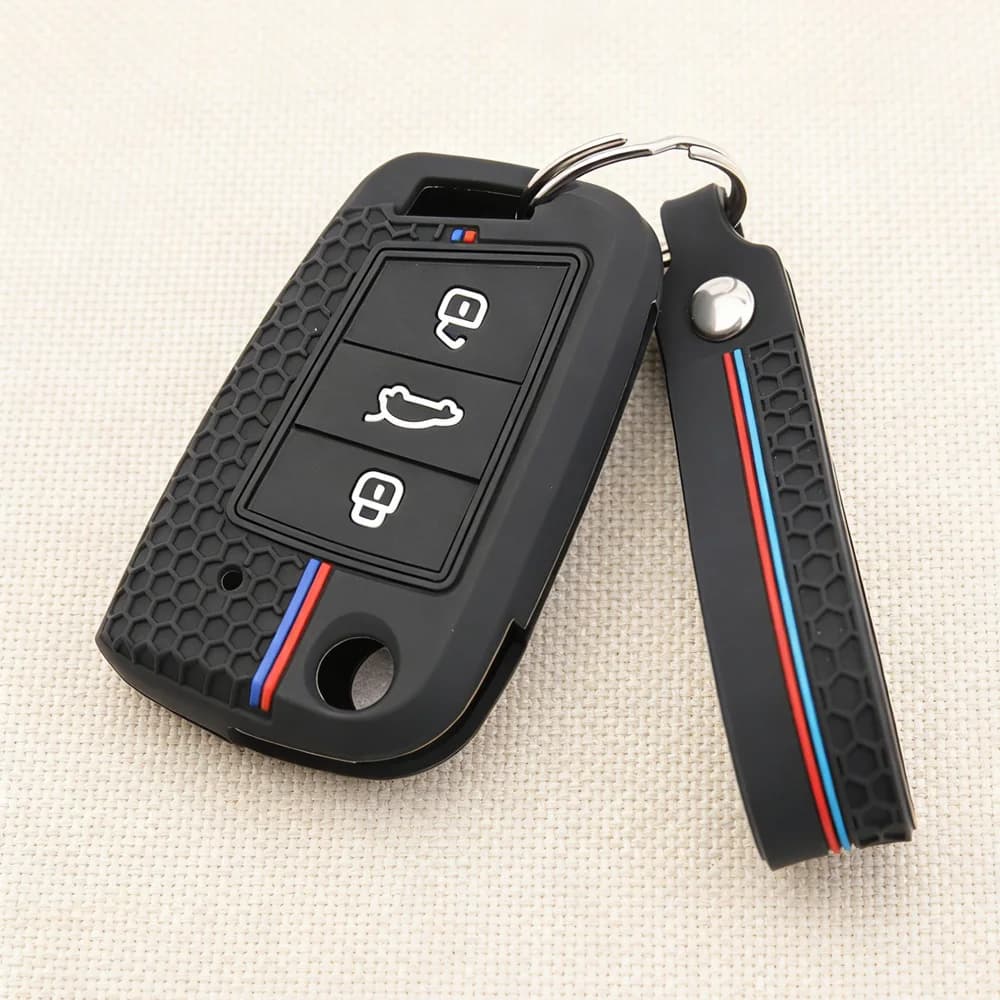 Nuova Cover per Chiave Auto Telecomando per VW Golf 7 GTI POLO T-Cross Touran Tiguan Skoda Octavia Rapid Kodiaq Fabia Seat Ibiza Leon