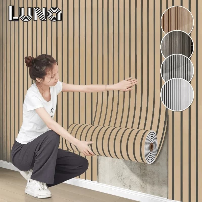 Foam Grid Wall decal Self-adhesive wallpapers Bottom wall decoration Background wallpapers to detach and paste with thick wood veins 3/5 / 10M