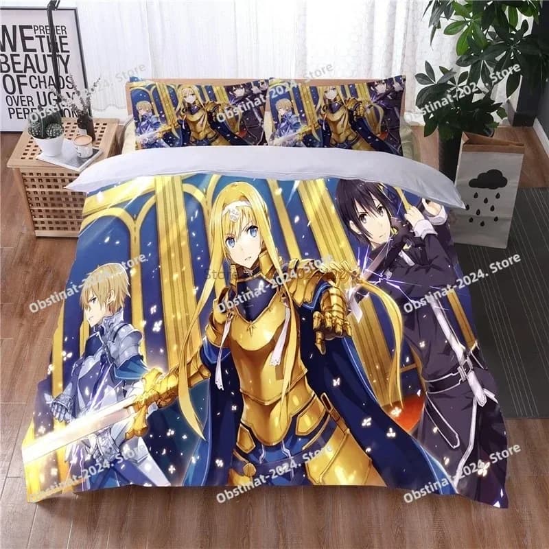 Cartoon Sword Art Online Set di biancheria da letto 3d Copripiumino stampato Federa Biancheria da letto Twin Full Queen King Biancheria da letto per bambini adulti