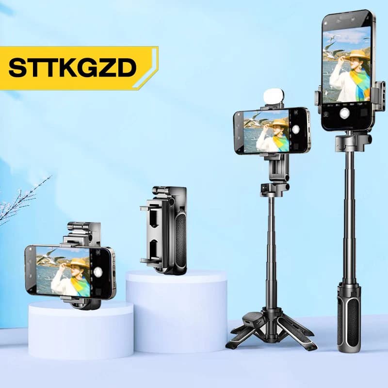 Super Mini Selfie Stick Supporto per telefono portatile Aiuto per il tiro Design integrato versatile Telecomando Bluetooth per trasmissione in diretta