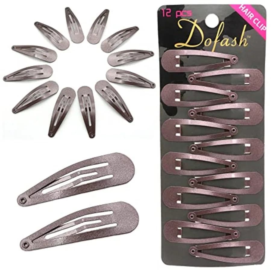 Snap hair clips for thin fine hairmetal, brown, non-slip, 5cm, 12PCS