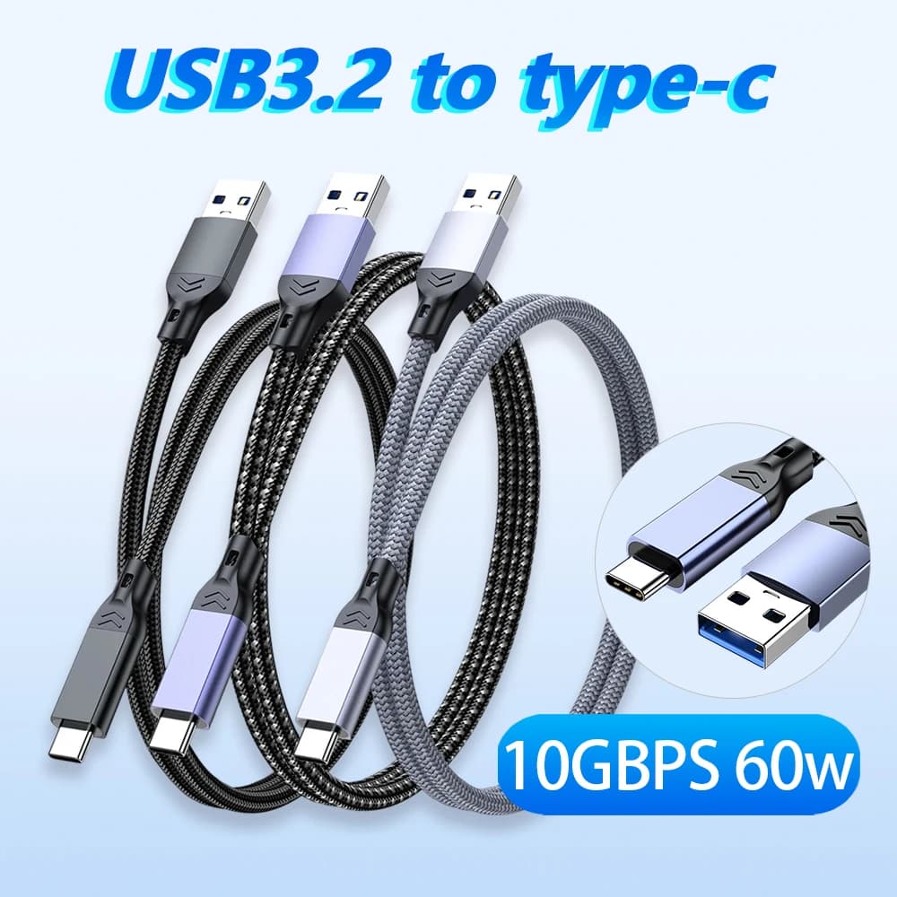 Cavo USB A a tipo C USB 3.2 Gen2 10Gbps 60W USB-C Dati esterni Android Auto 3A per SSD MacBook Iphone15/16 Carplay PC Tablet
