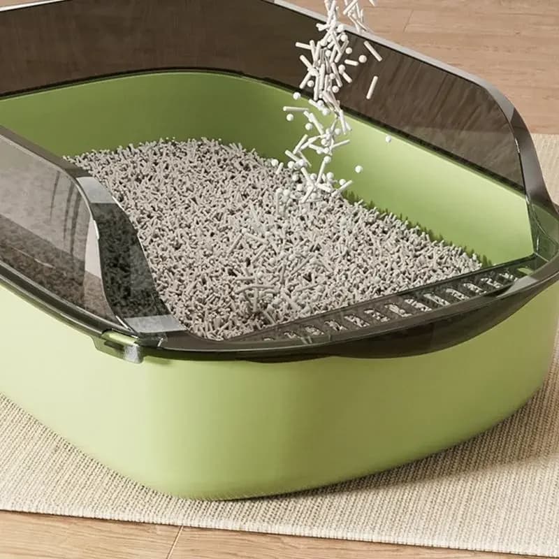 Toilette per gatti semi aperta Ispessita Design a tenuta stagna Lettiera da parete alto contenimento per il bagno dei gatti