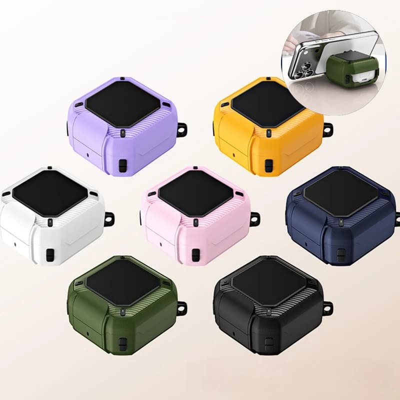 Hidden Stand Earphone Case For Samsung Galaxy Buds4 Pro Buds 4 Shockproof PC Hard Shell Cover For Wireless Earbuds Accessories