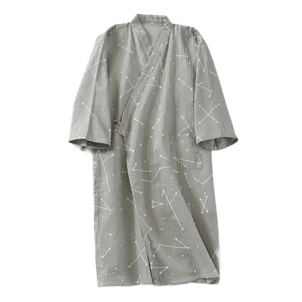 Vestaglia da notte da uomo con scollo a V, kimono, vestaglia da bagno ampia a maniche lunghe, yukata in stile giapponese, vestaglia sottile stampata con cappuccio da uomo, abbigliamento da bagno