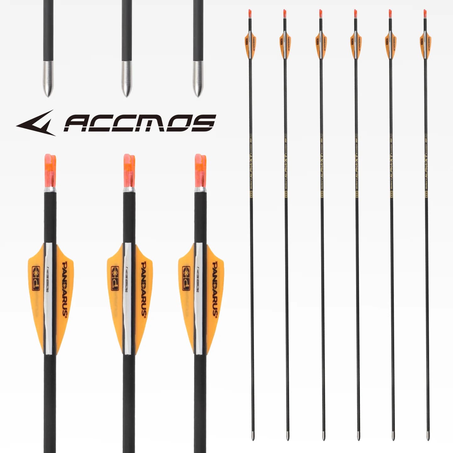 ID4.2mm Pure Carbon Arrows Straightness 0.006 Spine 350-1500 Archery Arrow 120gn Point Rubber Vane for Target Shooting & Hunting