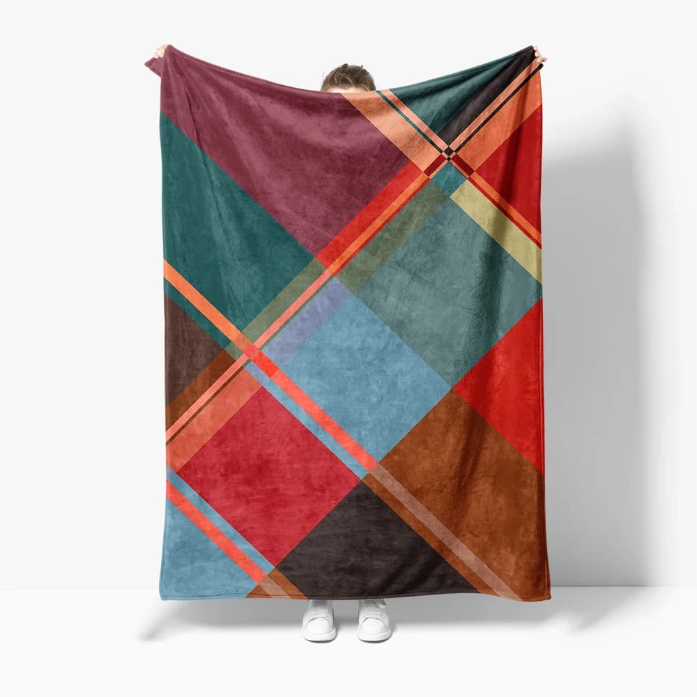 Geometric Pattern Flannel printed blanket suitable for all seasons suitable for living room office sofa and travel 180x250CM