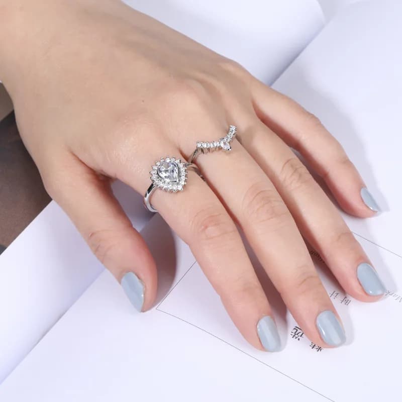 S925 Sterling Silver Sun Never Sets Pear Shaped Zircon Queen Crown Engagement Ring