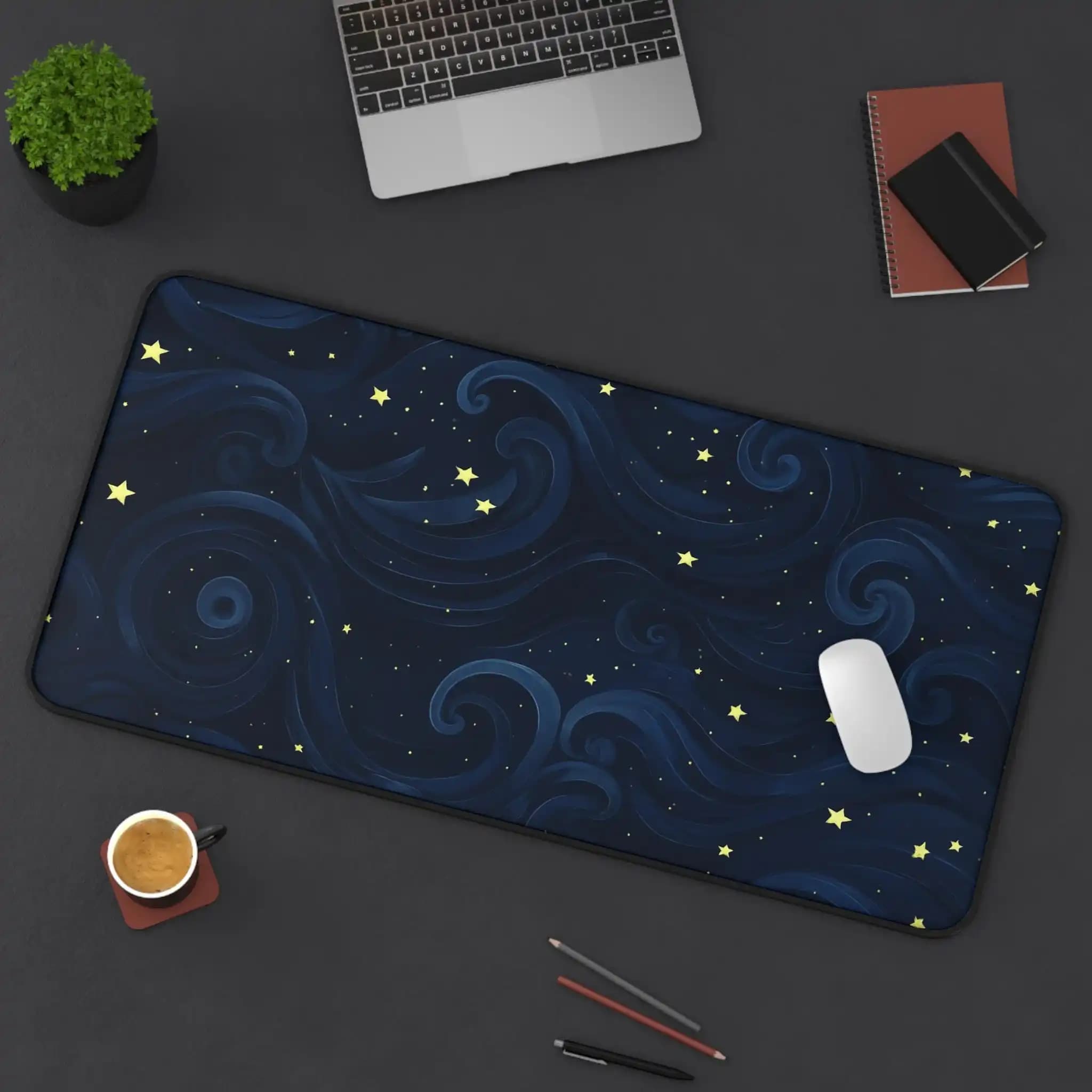 Tappetino da tavolo Notte stellata, Decorazione dello spazio di lavoro cosmico, Accessori per ufficio, Regali per studenti, Temi della costellazione, Tappetino per mouse da gioco