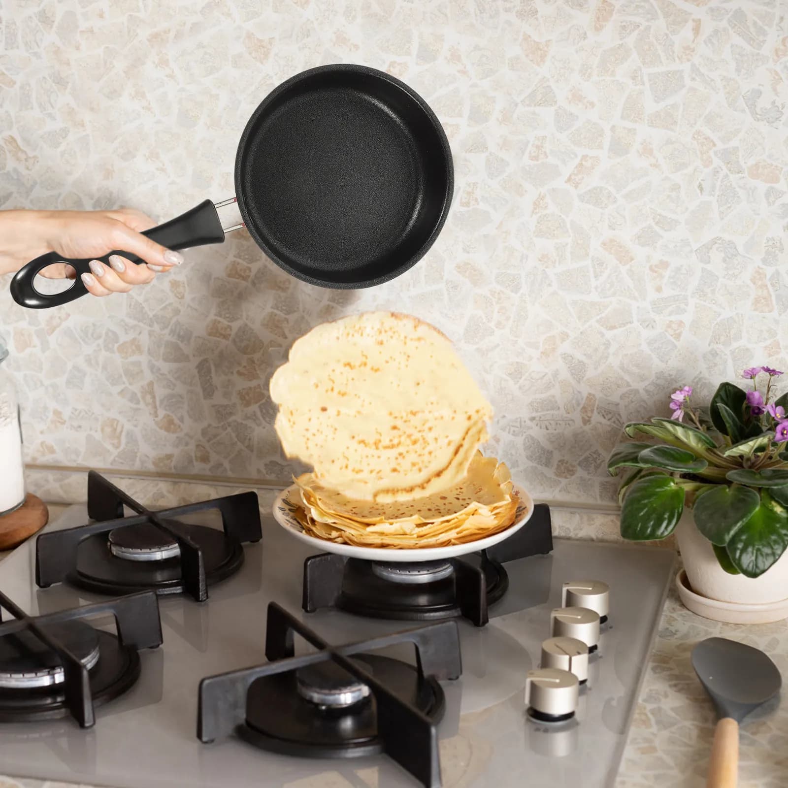 Mini padella antiaderente dal design ergonomico, materiale sicuro e sano, resistente alle deformazioni, per feste in casa, barbecue, cucina
