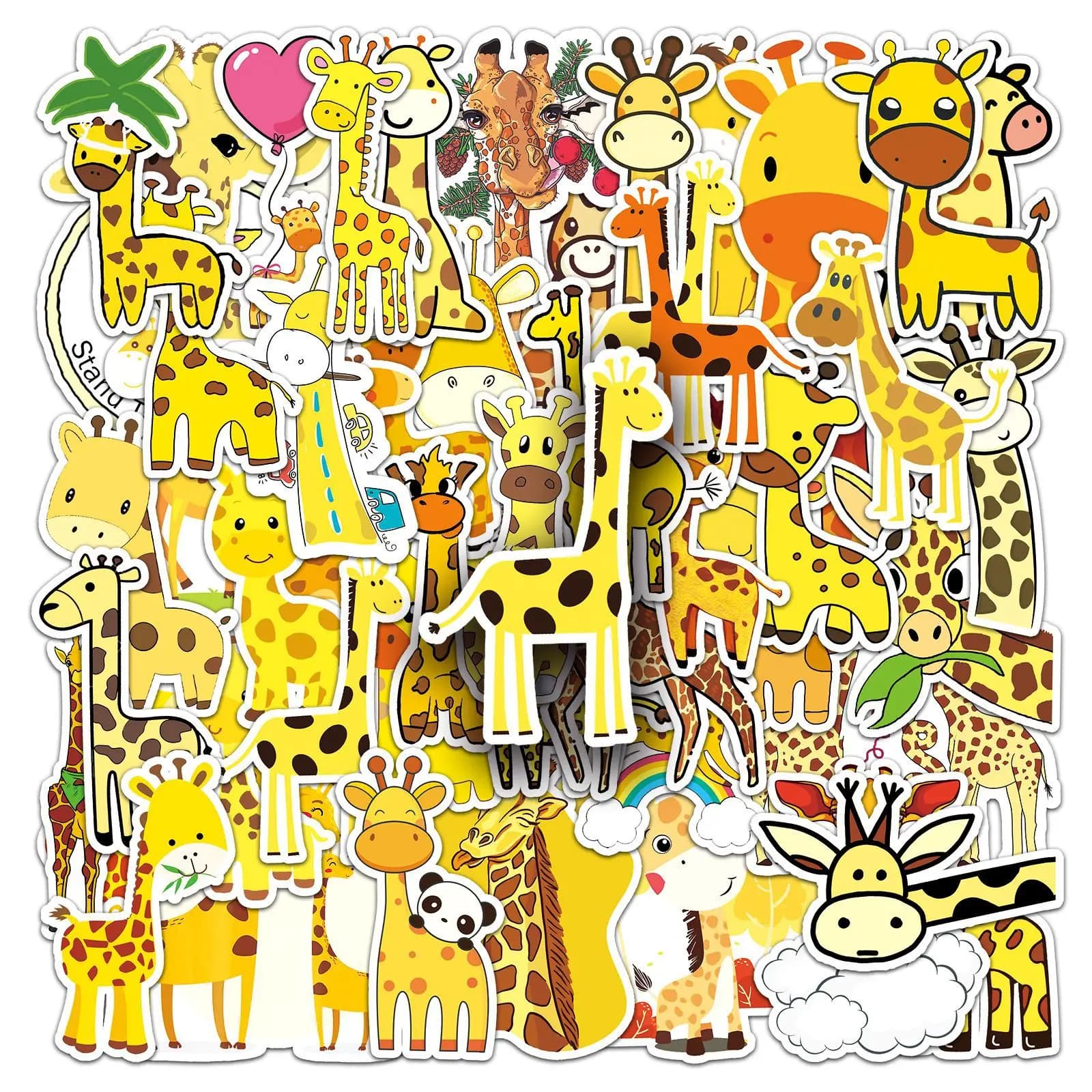 50 Pezzi Adesivi Impermeabili a Tema Giraffa Cartoon per Decorazione Fai-da-Te di Telefoni, Valigie, Laptop, Chitarre, Bici, Skateboard, Frigoriferi, Caschi e Giocattoli per Bambini