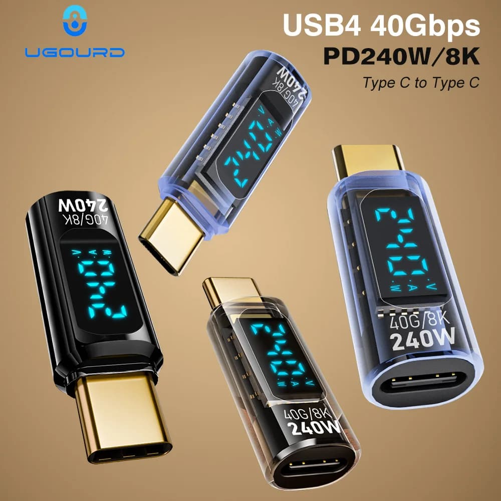 USB4 Type C Adapter 40 Gbps Digital USB Display 4 80 Gbps Thunderbolt 4/5/3 USB-C cable connector to USB-C OTG 240 W 8K for laptop