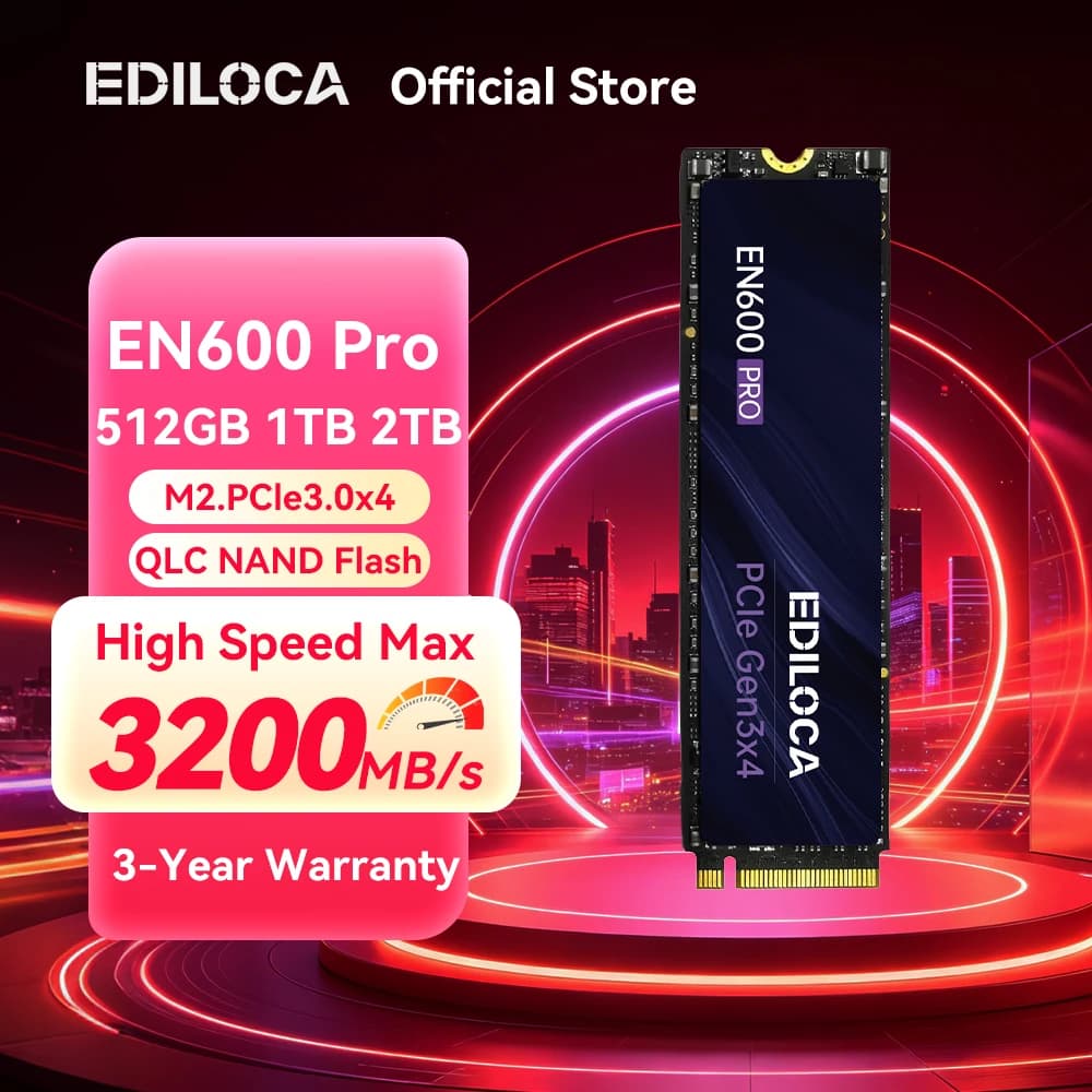 Ediloca EN600 PRO SSD PCIe3.0x4 NVMe M.2 2280 3200MB/s Internal Solid State Drive for PC Desktop and Laptop