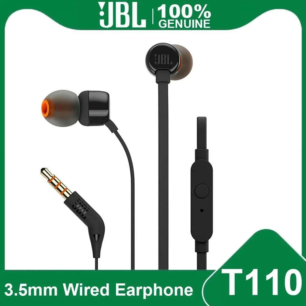 JBL TUNE 110 Cuffie da gioco cablate in-ear autentiche Interfaccia da 3,5 mm Chiamata cablata Texture metallica con microfono per giochi sportivi